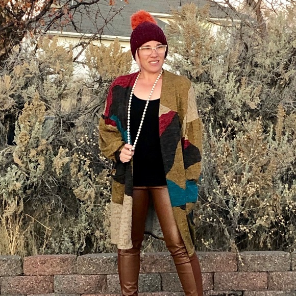 New! Multi Color Balloon Sleeve Cardigan - Picture 5 of 8